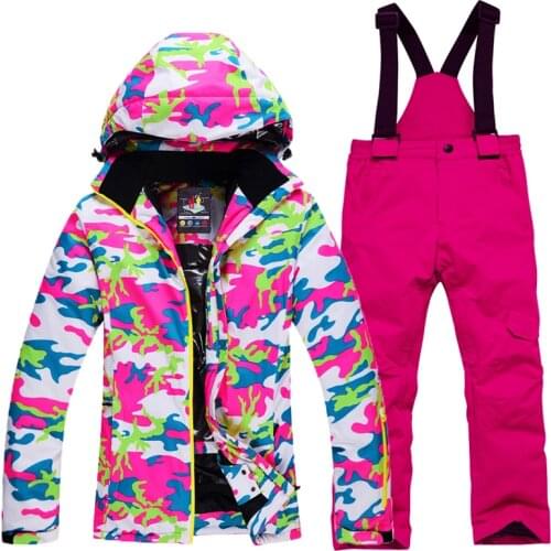 Childrens Snow Suit Snowboarding Sets Waterproof Winter Outdoor Sports Wear Ski Jackets + Strap Pants Boys and girls Costumes