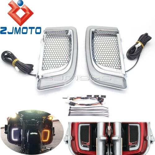 For Harley Touring CVO Tri Street Road Glide Ultra Limited 2014-2020 Leg Guard Light LED Fairing Lower Grills Turn Signal Lamp