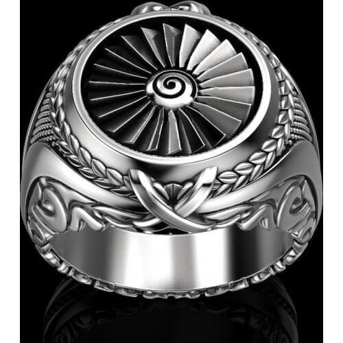 Mens Vintage 925 Silver Turbine Ring Gift Jewelry Ring Wholesale size 7-12