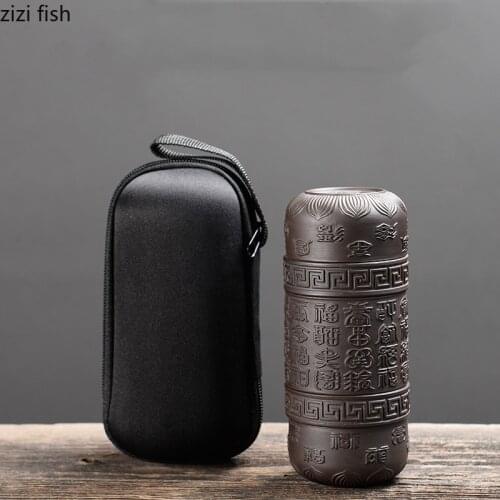 Travel Tea Set Portable Packaging Ceramics Teapot Cup One Pot Four Cups Purple Clay Kung Fu Tea Set Outdoor Travel Teaware Sets