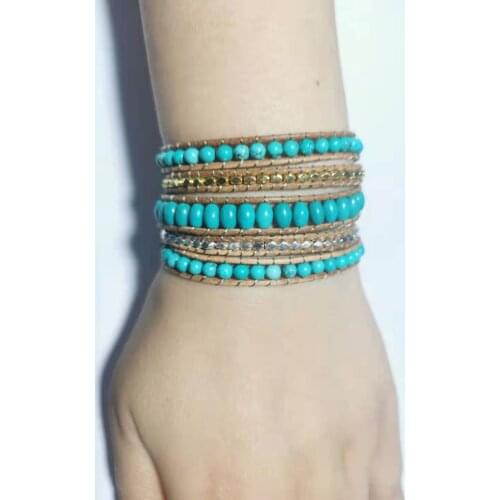 Exclusive Quality Natural Stones w/ Metal Beads Wrap Bracelets Handmade Bohemian Vintage Statement Bracelet Bijoux Wholesale