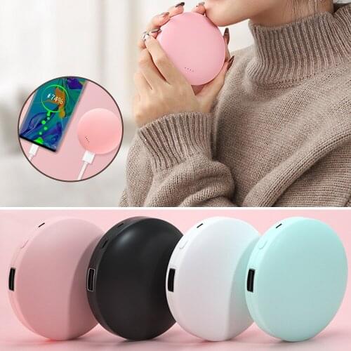 Electric Portabale Hand Warmers Round 2 In 1 Portable USB Rechargeable 3000MAh Power Bank Double-Sided Heater Hand Warmer