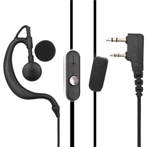 PTT Earpiece G Shape 2 Wire Headset Mic Braided Cable Earphone Headphone K Head for Baofeng Uv-5r 666s 777s 888s Two-Way Radio