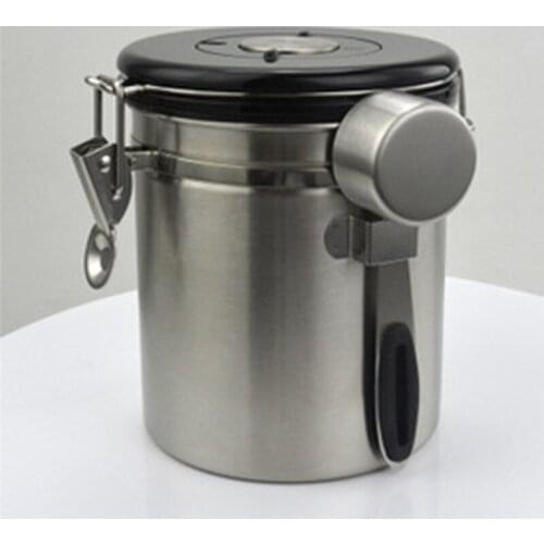Stainless Steel Airtight Sealed Canister With Spoon Coffee Flour Sugar Container Holder Can Storage Bottles Jars For Coffee Bean