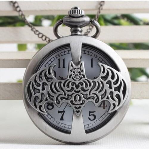 Halloween vampire bats cross watch special biochemical creative quartz pocket watch fob chain gifr po478