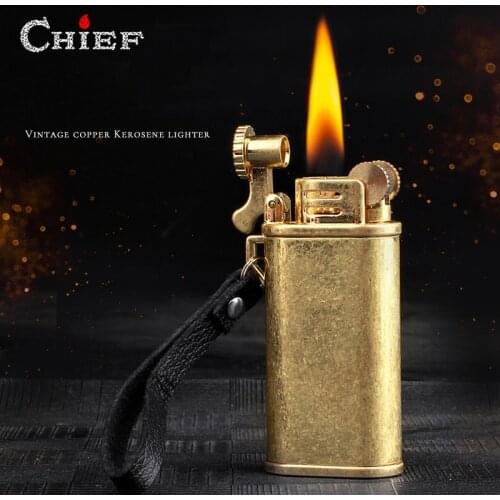 CHIEF Kerosene Retro Flint Lighter Metal Grinding Wheel Outdoor Lighter Windproof Oil Cigarette Cigar Lighter Gadgets For Man