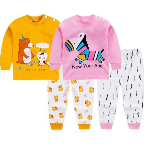 Spring Girls Clothing Set Autumn Full Sleeve Cartoon Pattern Pure Cotton Suit For Girl Shirt + Pants 2 Pcs Kids pajamas