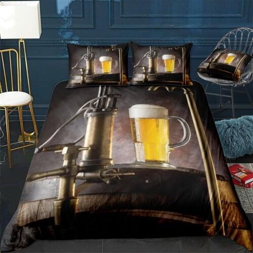 Beer Quilt Cover Pillowcase 3Piece Comforter Bedding Set With Pillow Case Single Double Duvet Cover Home Decora