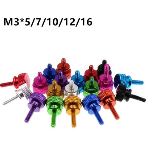 M3 Aluminum Step Thumb Screw Computer Case Screw Knurled Hand Screws Anodized Color