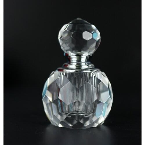 Portable Refillable 1ML Facet Round Crystal Attar Oil Perfume Bottle Decorative Essential Bottle