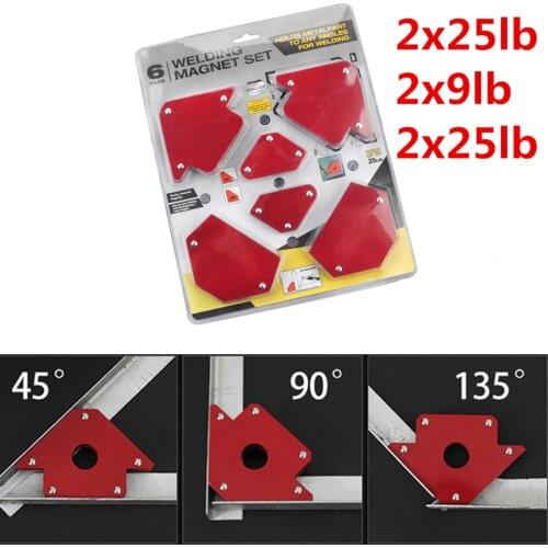6pcs Multi-angle Magnet Welding Holder Arrow Magnetic Clamp for Welding Magnet 2x 50lbs 2x 25lbs 2x 75lbs Mig Tools