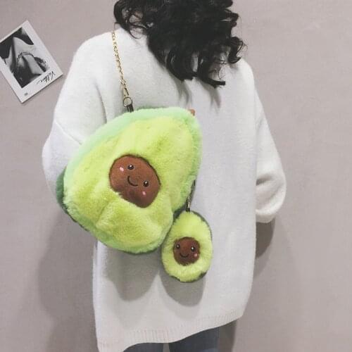 Fashion Bags for Women 2020 Brand New Avocado Plush Bag Handbags Messenger Bags Cartoon Cute Shoulder Bags Crossbody Bags