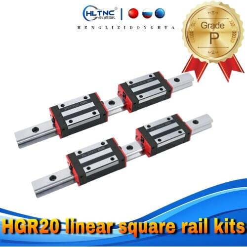 EU warehouse CNC guide 2pcs HGR20 linear square rail 200mm-800mm + 4pcs slides carriages HGH20CA or HGW20CC for CNC parts