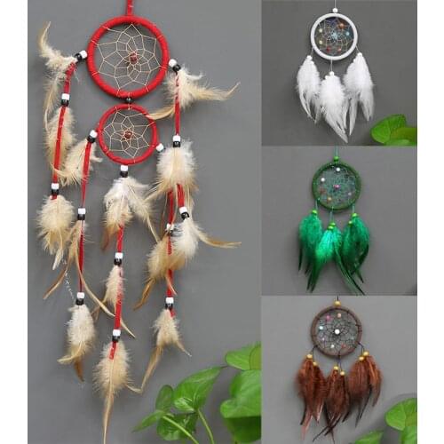 New Wall Hanging Feather Decoration For Car Vintage Circular Dream catchers Dream Catcher Home Decoration Retro 1PC Indian Style