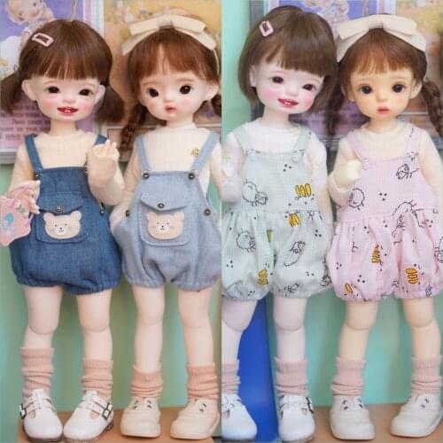 BJD doll clothes 1/6 points daily onesie leggings cute bear overalls printed overalls doll clothes accessories