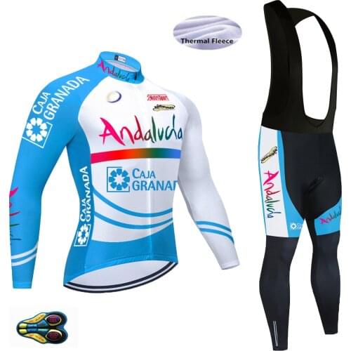 Autumn tenue cycliste homme Andalucia Winter thermal fleece Cycling JERSEY winter Pants gel pads Cycling wear maillot ciclismo