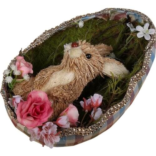Eggshell Rabbit Grass 11 X 14 X 20cm Easter Bunny Toys