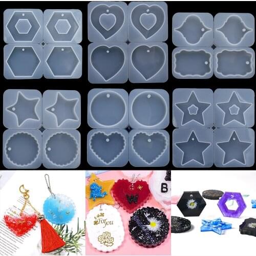 Rectangular Hanging Tags Resin Silicone Mold Heart Shape Pendant Mould for DIY Epoxy Resin Crafts Jewelry Making Accessories