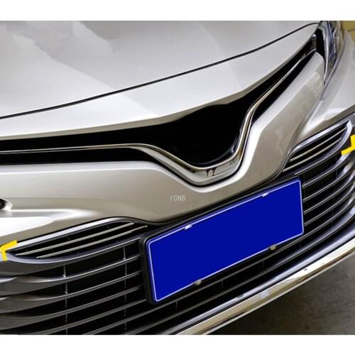 Stainless Steel for Toyota Camry 2018 Front Mesh Grille Stainless Steel Trim Strip Sticker Front Grille Molding Car Accessories