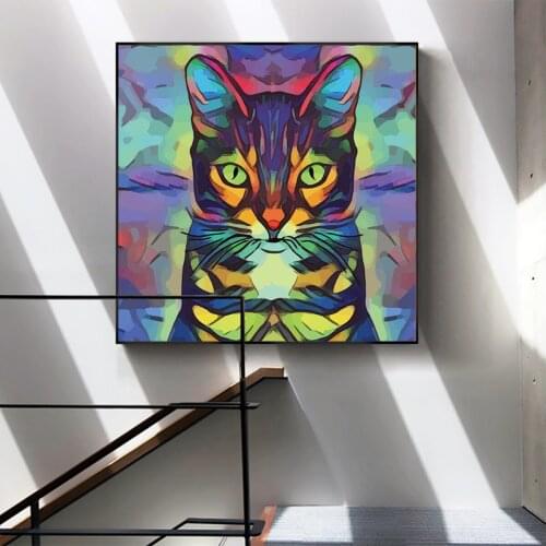 Painted Cat Oil Painting Picture Poster Canvas Print Painting Wall Art Living Room Home Decoration