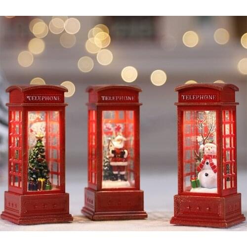 Christmas LED flame lamp decoration telephone booth small oil lamp props family cafe KTV scene layout decoration wind lantern