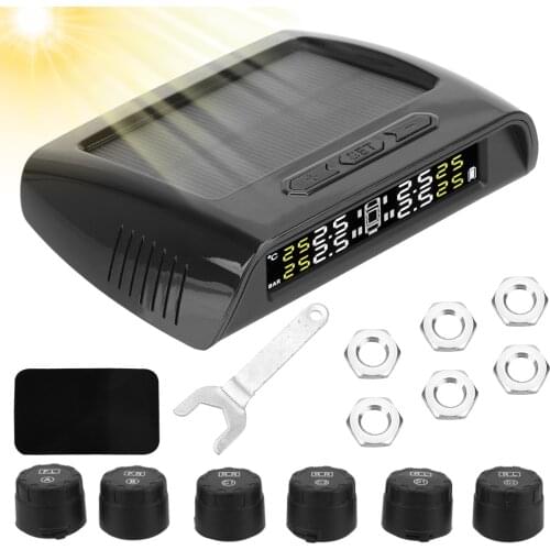 YOSOLO Car Tire Pressure Monitoring High Temperature 6Pcs Sensor Truck Trailers RVs Campers TPMS System USB Solar Charging
