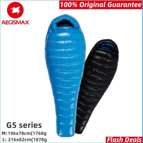 AEGISMAX G5 Sleeping Bag Outdoor Camping 95% White Goose Down Camping Mummy Cold Winter Ultralight Baffle Design Splicing FP 800