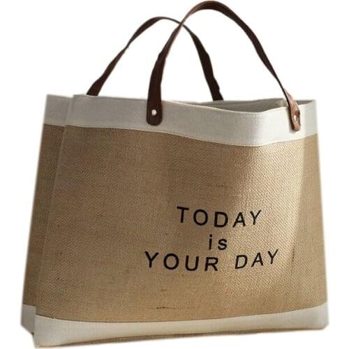 Japanese Style Dirty Clothes Storage Bag Jute Storage Bag For Sundries Toys Organizer Portable Shopping Bag With Handle