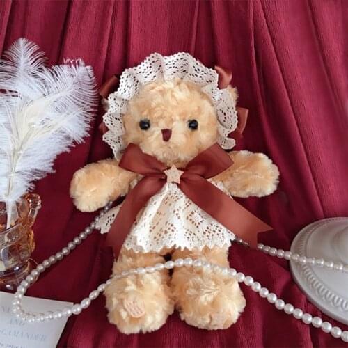 Bear Bag Lolita Lolita Handmade Bear Bag Messenger Backpack Soft Girl Cute Lolita Bear Plush Shoulder Bag Female Korean