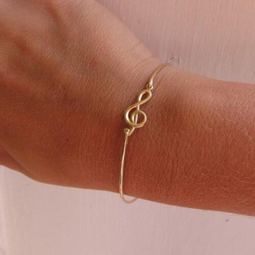 Treble Clef Bracelet Bangles Charms 14Kc Gold Filled / -Music Note / Musician Gift /Girlfriend Christmas Adjustable Gifts