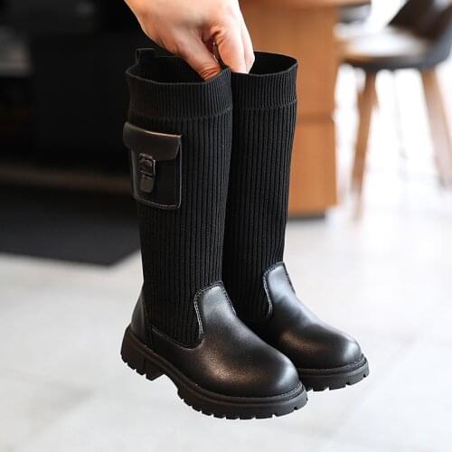 Girls' socks shoes 2020 new medium and large childrens boots Korean fashion princess mid-tube all-match high boots