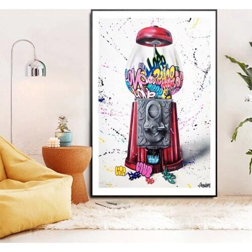 Street Graffiti Art Canvas Paintings Candy Machine Posters and Prints Cuadros Wall Art Pictures for Living Room Home Decoration