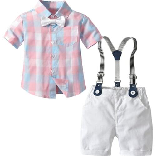 Kid Boy Birthday Party Clothes Outfit Bow Tie Gentleman Strap Suit Toddler Clothing Set Shirt Wedding Costume 12 3 4 5Years