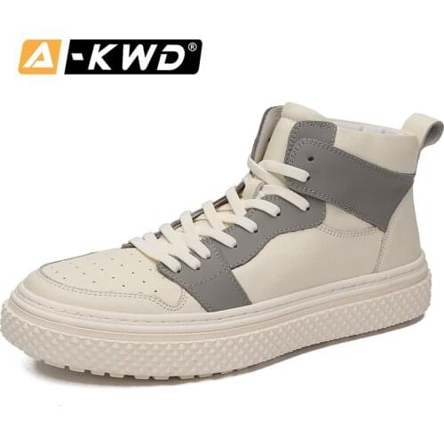 High Quality Mens Leather Shoes Casual High-Tops Sneakers Mens Autumn Breathable Wear-Resistent Chaussure Homme Sport Men Shoe