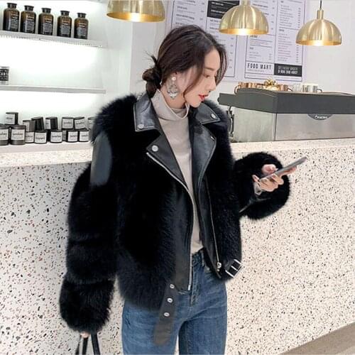 Winter Faux Fur Coat Women New 2021 Leather Fur Jacket Women Winter Short Slim Thick Warm Jackets Female Coats Black