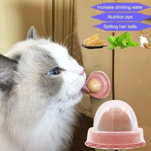 1PC Healthy Cat Sugar Ball Snacks Catnip Candy Licking Nutrition Energy Ball Kitten Toy High Quality Pet Product Candy Pink Base