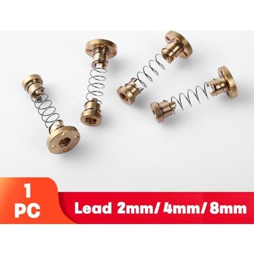 1PC T8 Anti Backlash Spring Loaded Nut Elimination Gap Nut for 8mm Threaded Rod Lead Screws DIY CNC 3D Printer Parts