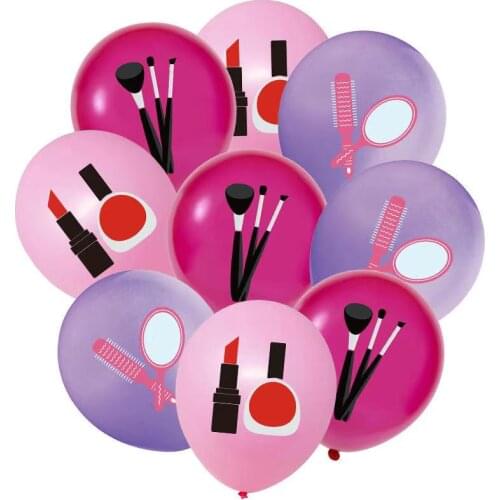 10pcs Makeup Balloons Lipstick Cosmetics Balloons for Spa Themed Birthday Party Girls Day Beauty Bridal Shower Decorations
