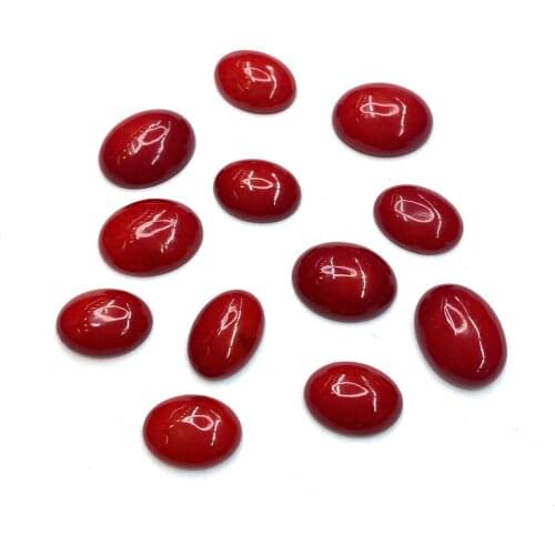 2Pcs/Pack Artificial Coral Cabochons Red Color Egg Shape DIY Making Rings Bracelets Ring Face Non-porous Bead 12x16mm 10x14mm