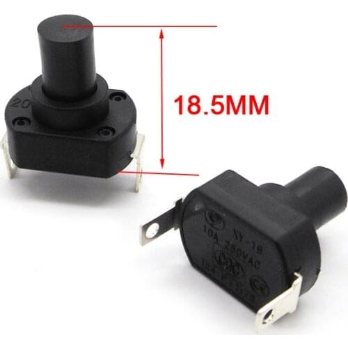 2PCS Self Lock 6A/10A 250V Flashlight Button Switch High Temperature Resistance Torch Spare Parts Switches 13.5mm 15.5mm 18.5mm
