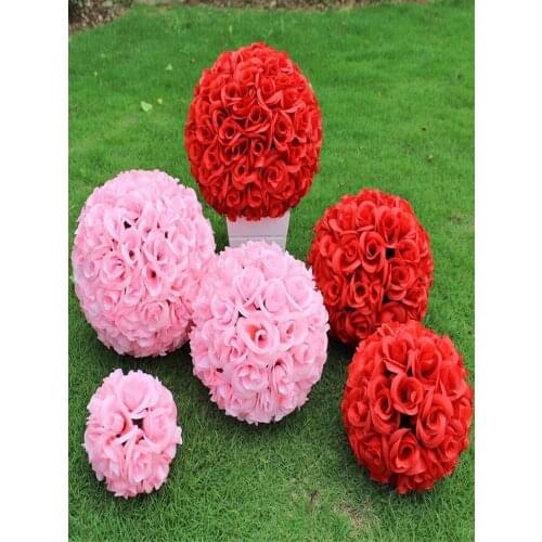 20CM 8" New Artificial Encryption Rose Silk Flower Kissing Balls Hanging Ball Christmas Ornaments Wedding Party Decorations