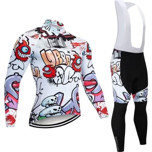 2021 Funny Winter Cycling Clothing 9D Pants Set MTB Jersey Ropa Ciclismo Thermal Fleece Bicycle Clothes Mens Cycling Wear