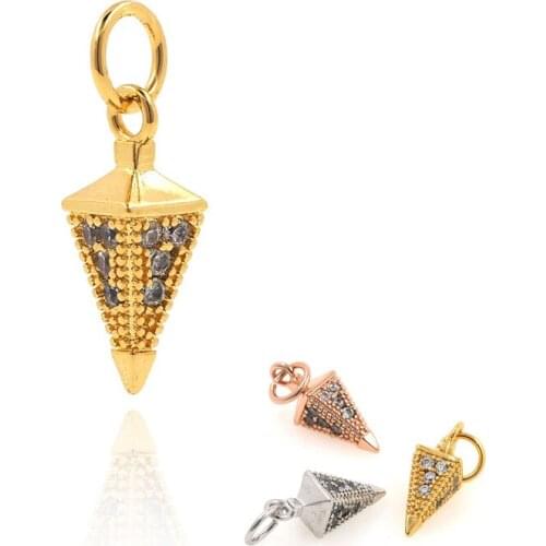 3D Inverted Triangle Pendant CZ Brass Necklace Charm DIY Jewelry Bracelet Earring Making Supplies