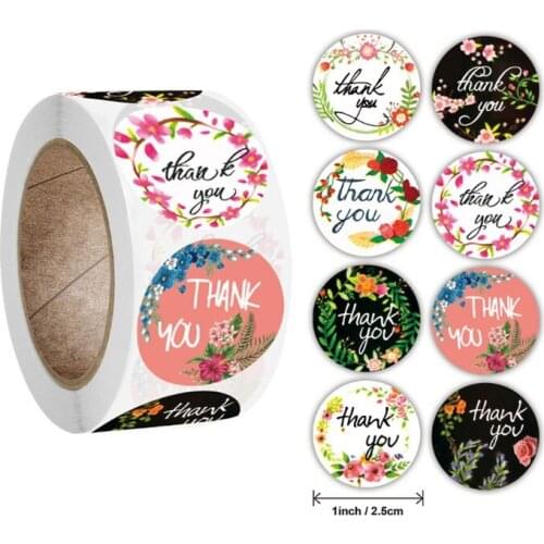 6000pcs Round Roll Thank You Pink Flower Business Decoration Label Birthday Party Gift Packaging Adhesive Sealing Sticker 1inch