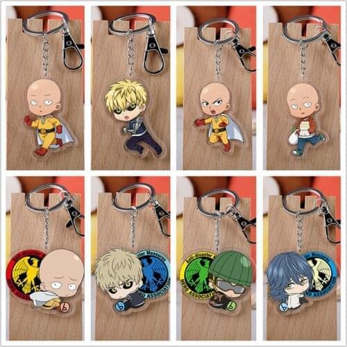 Anime One Punch Man Saitama Model Doll Acrylic Keychain OPM ONE PUNCH-MAN Genos atsumaki Figure Pendant Double sided Keyring