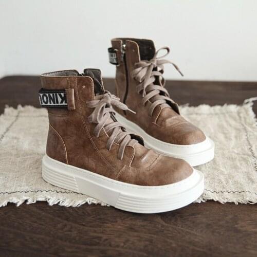 Thick-soled Martin boots womens single boots 2020 new Korean casual short boots high-top womens shoes, platform boots