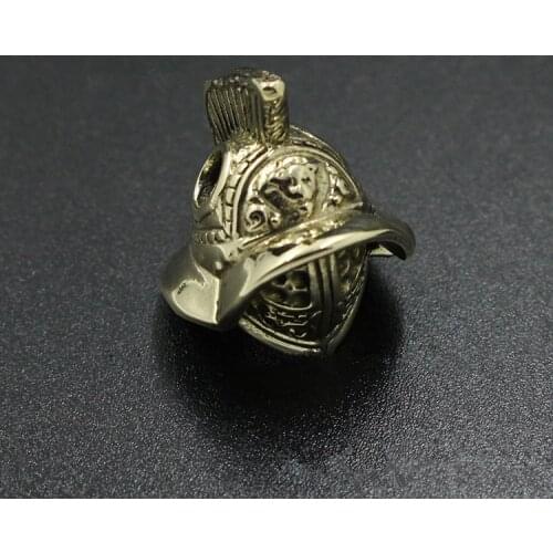 Pure Copper Warrior Knife Beads Brass Helmet DIY Personality Umbrella Rope Flashlight Falls EDC Pendant Keychain Paracord Beads