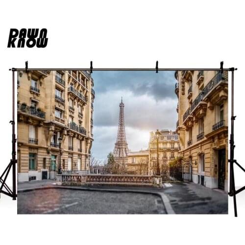 DAWNKNOW Eiffel Tower Photography Background Street View Photographic Backdrops Wedding Photo Studio Children Photocall lv2438