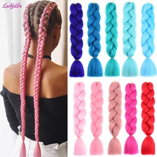 24inch Long Jumbo Braids Hair Extensions Synthetic Crochet Braiding Hair Box Braid 100g/Pcs Pure Ombre Color For Women LUOYUDU