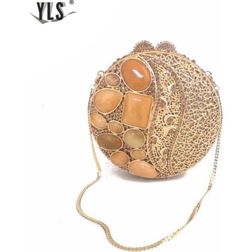 Women Delicate Gold Ball Evening Handbags Clutches Purse NEW Designer Evening Clutches Shoulder Bag Crossbody Bag YLS-J07